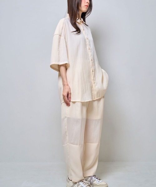 Nora Lily(ノラリリー)の「【Nora Lily】Sheer Layered Wide Shirt(UNISEX)(シャツ/ブラウス・メンズ・オフホワイト/ライトブルー/ブラック・FREE)」の13枚目の写真