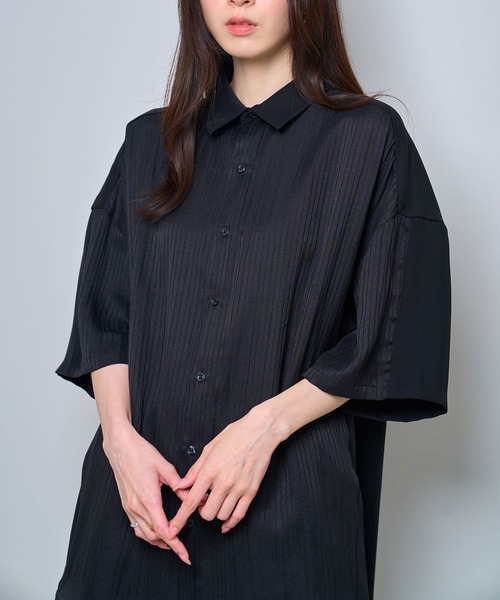 Nora Lily(ノラリリー)の「【Nora Lily】Sheer Layered Wide Shirt(UNISEX)(シャツ/ブラウス・メンズ・オフホワイト/ライトブルー/ブラック・FREE)」の16枚目の写真