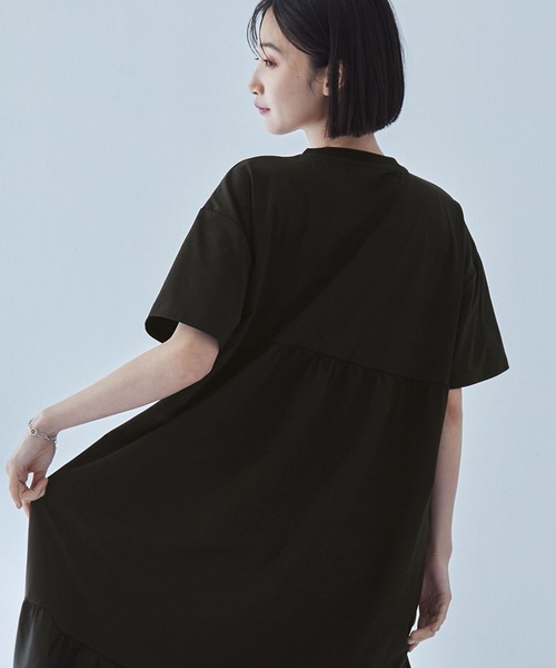 PENNEYS（ぺニーズ）の「<速乾>PENNEYS/ペニーズ 別注 THE FOX ロゴ ワンポイントワッペン刺繍 ティアード切り替え半袖ワンピース（ワンピース・レディース・ネイビー/ブラック系/レッド/ブラック/オフホワイト・FREE）」の11枚目の写真