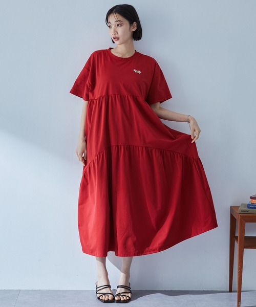 ワンピース 半袖 ロープ柄ジャカード半袖ニットワンピース 49AV JUNKO SHIMADA