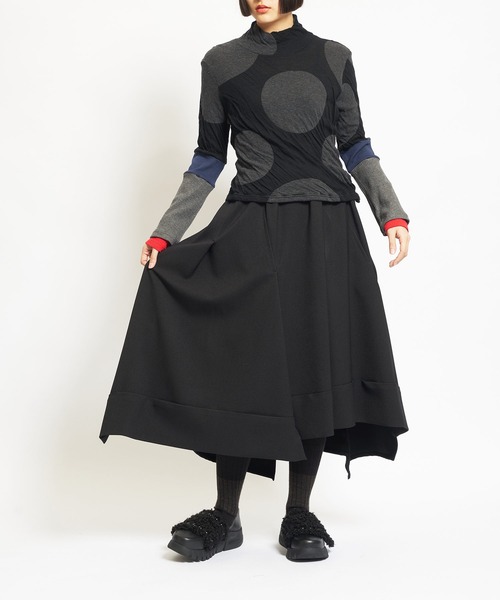 gomme（ゴム）の「ウーリーツイル　チェンジスカート（スカート・レディース・ボルドー/ブラック・MEDIUM）」の6枚目の写真