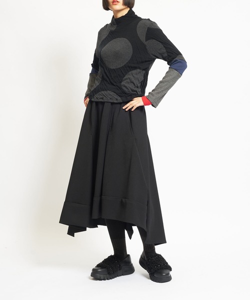 gomme（ゴム）の「ウーリーツイル　チェンジスカート（スカート・レディース・ボルドー/ブラック・MEDIUM）」の4枚目の写真