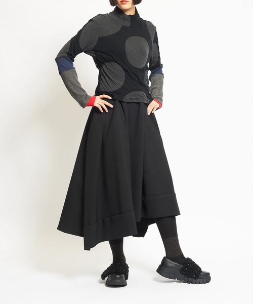 gomme（ゴム）の「ウーリーツイル　チェンジスカート（スカート・レディース・ボルドー/ブラック・MEDIUM）」の5枚目の写真