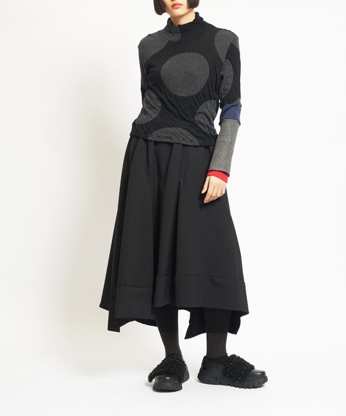 gomme（ゴム）の「ウーリーツイル　チェンジスカート（スカート・レディース・ボルドー/ブラック・MEDIUM）」の3枚目の写真