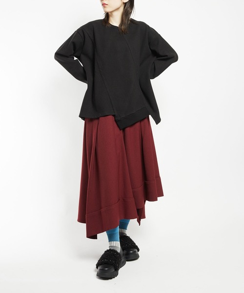 gomme（ゴム）の「ウーリーツイル　チェンジスカート（スカート・レディース・ボルドー/ブラック・MEDIUM）」の7枚目の写真