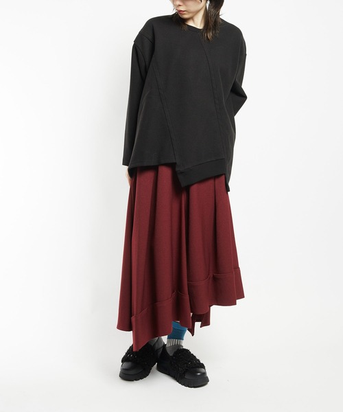 gomme（ゴム）の「ウーリーツイル　チェンジスカート（スカート・レディース・ボルドー/ブラック・MEDIUM）」の8枚目の写真