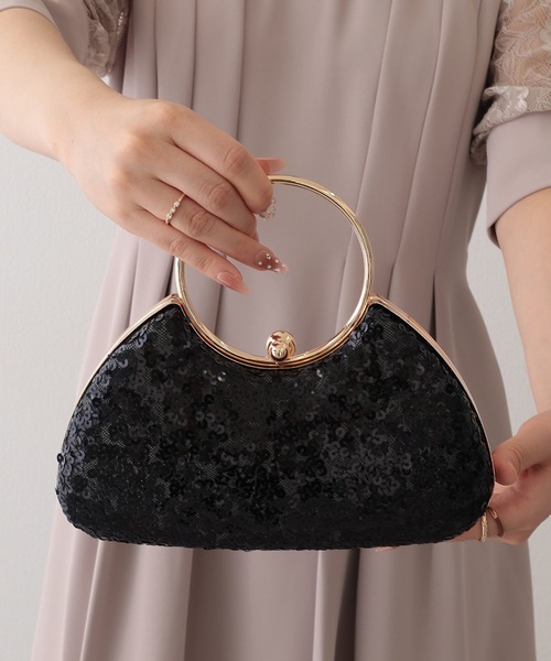 Lace Ladies(レースレディース)の「リング ハンドル スパンコール パーティー バッグ(クラッチバッグ・レディース・シルバー/ゴールド/ブラック・FREE)」の4枚目の写真