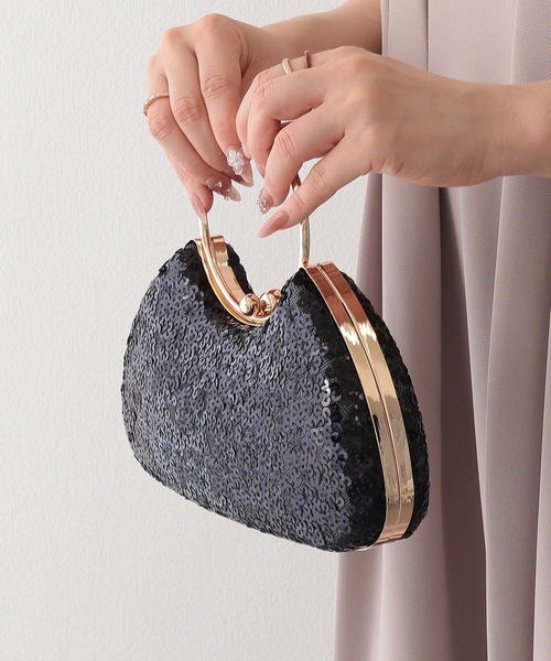 Lace Ladies(レースレディース)の「リング ハンドル スパンコール パーティー バッグ(クラッチバッグ・レディース・シルバー/ゴールド/ブラック・FREE)」の5枚目の写真