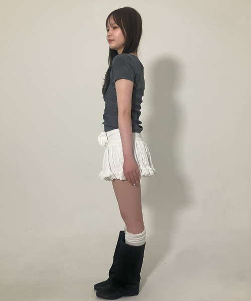 .KOM(ドットコム)の「A'GEM/9 × .kom 『.KOM/ドットケーオーエム』 /ヘンリーネックカットソー(Tシャツ/カットソー・レディース・チャコールグレー/アイボリー・FREE)」の15枚目の写真