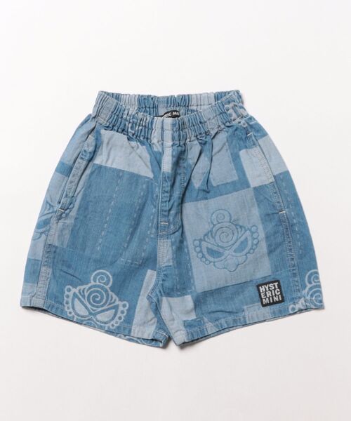 HYSTERIC MINI(ヒステリックミニ)の「Hystericmini PATCHWORK DENIM JQ ハーフパンツ(その他パンツ・キッズ・インディゴブルー/ライトインディゴブルー・100/110/120)」の1枚目の写真