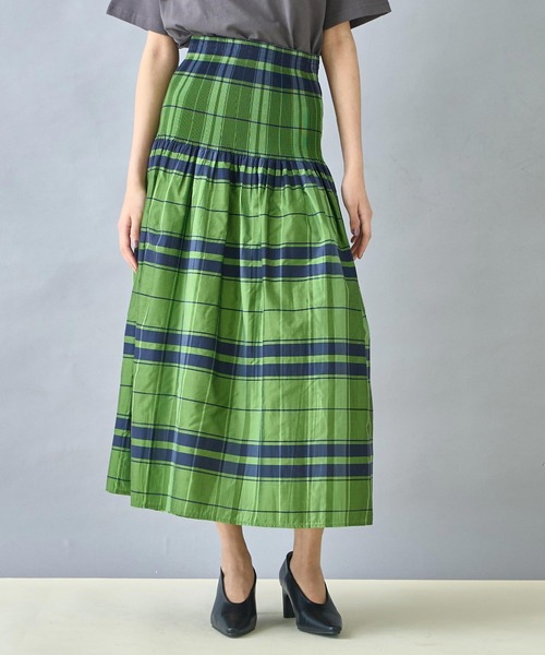 Settimissimo（セッティミッシモ）の「チェックストライプリバーシブルフレアスカート（スカート・レディース・グリーン/ブルー・FREE）」の2枚目の写真