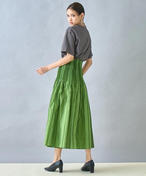 Settimissimo（セッティミッシモ）の「チェックストライプリバーシブルフレアスカート（スカート・レディース・グリーン/ブルー・FREE）」の5枚目の写真