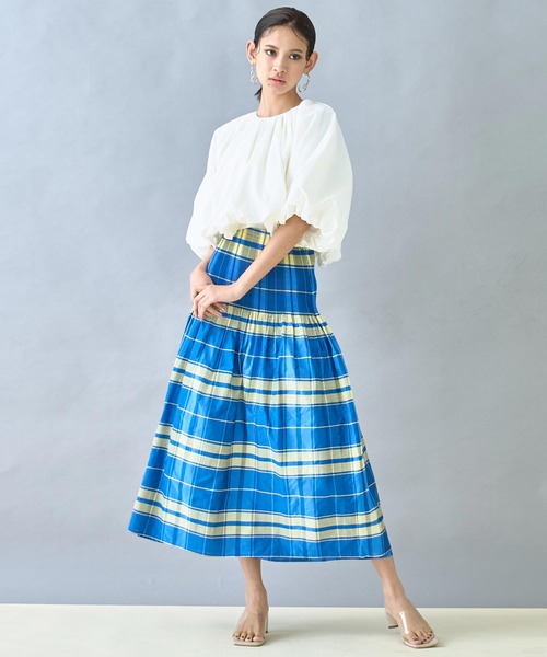 Settimissimo（セッティミッシモ）の「チェックストライプリバーシブルフレアスカート（スカート・レディース・グリーン/ブルー・FREE）」の6枚目の写真