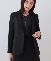 【新品タグ付】INDIVI V.A.I. テーラードジャケット 黒 40号 L 日本製／SETUP可能】ゆるシルエットジャケット（ジャケット(単品