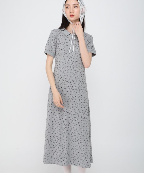 3.3 Field Trip （3.3フィールドトリップ）の「3.3 Field Trip／小花柄ポロワンピース（ワンピース・レディース・ネイビー/グレー・FREE）」の2枚目の写真