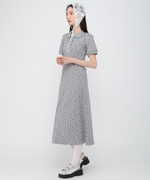 3.3 Field Trip （3.3フィールドトリップ）の「3.3 Field Trip／小花柄ポロワンピース（ワンピース・レディース・ネイビー/グレー・FREE）」の4枚目の写真