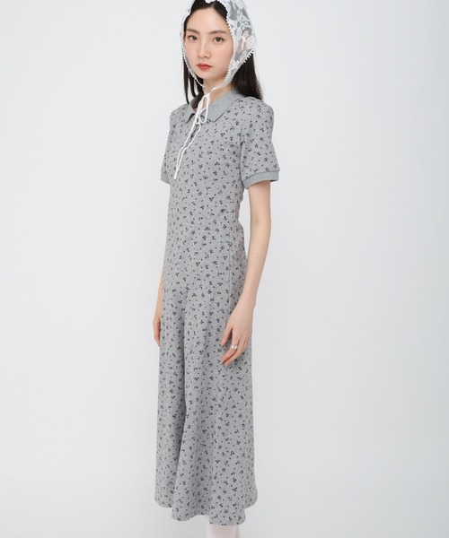 3.3 Field Trip （3.3フィールドトリップ）の「3.3 Field Trip／小花柄ポロワンピース（ワンピース・レディース・ネイビー/グレー・FREE）」の7枚目の写真