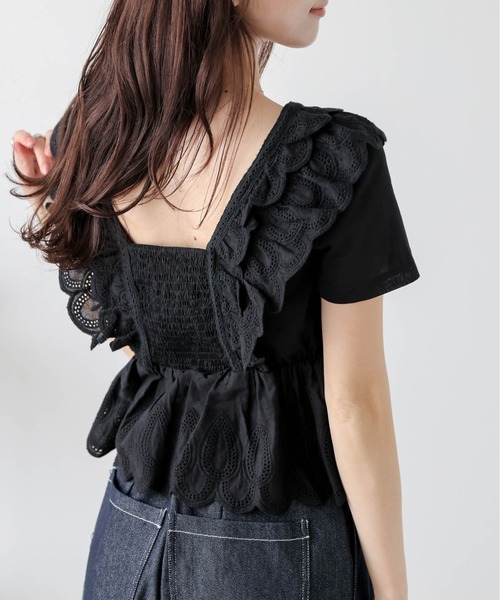 AMELY(エミリー)の「コットンレース ペプラムブラウス(シャツ/ブラウス・レディース・ホワイト/ブラック・フリー)」の16枚目の写真