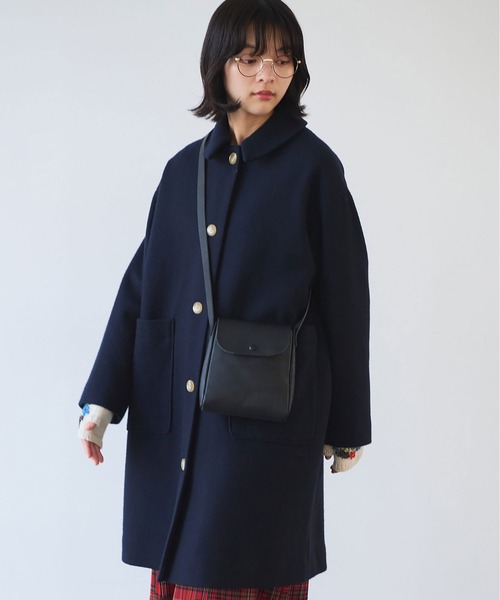 bulle de savon 丸襟コート　エンジ 楽天市場】//ビュルデサボン bulle de savon ウールラウンド