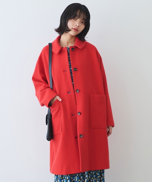 bulle de savon(ビュルデサボン)の「△super100 スイビ ステンカラーコート(ステンカラーコート・レディース・ネイビー/レッド/グリーン・FREE)」の1枚目の写真