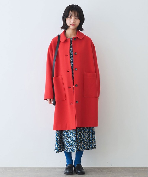 bulle de savon(ビュルデサボン)の「△super100 スイビ ステンカラーコート(ステンカラーコート・レディース・ネイビー/レッド/グリーン・FREE)」の4枚目の写真