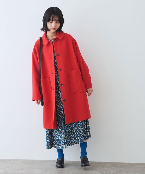 bulle de savon(ビュルデサボン)の「△super100 スイビ ステンカラーコート(ステンカラーコート・レディース・ネイビー/レッド/グリーン・FREE)」の5枚目の写真