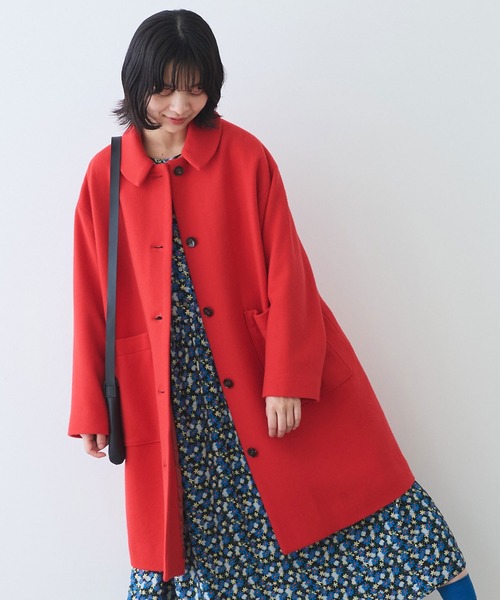 bulle de savon(ビュルデサボン)の「△super100 スイビ ステンカラーコート(ステンカラーコート・レディース・ネイビー/レッド/グリーン・FREE)」の6枚目の写真