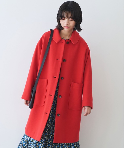 bulle de savon 赤 ロングコート super100 スイビ ステンカラーコート（ステンカラーコート）｜bulle de