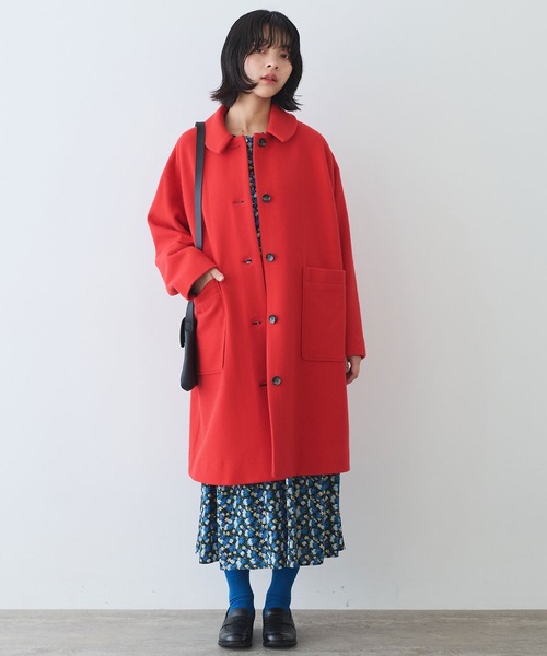 bulle de savon(ビュルデサボン)の「△super100 スイビ ステンカラーコート(ステンカラーコート・レディース・ネイビー/レッド/グリーン・FREE)」の20枚目の写真