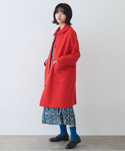 bulle de savon(ビュルデサボン)の「△super100 スイビ ステンカラーコート(ステンカラーコート・レディース・ネイビー/レッド/グリーン・FREE)」の15枚目の写真