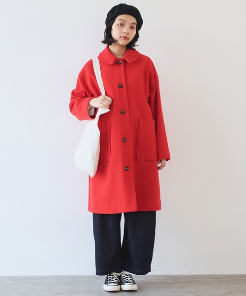 bulle de savon(ビュルデサボン)の「△super100 スイビ ステンカラーコート(ステンカラーコート・レディース・ネイビー/レッド/グリーン・FREE)」の21枚目の写真