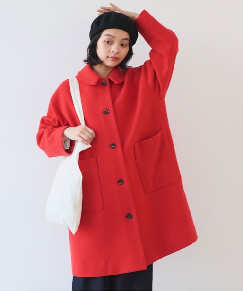 bulle de savon(ビュルデサボン)の「△super100 スイビ ステンカラーコート(ステンカラーコート・レディース・ネイビー/レッド/グリーン・FREE)」の22枚目の写真