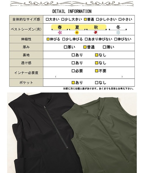 GOLDJAPAN（ゴールドジャパン）の「裾ドロストハーフZIPノースリーブワンピース【大きいサイズ対応】（ワンピース・レディース・ブラック/カーキ・LL/3L/4L/5L）」の20枚目の写真
