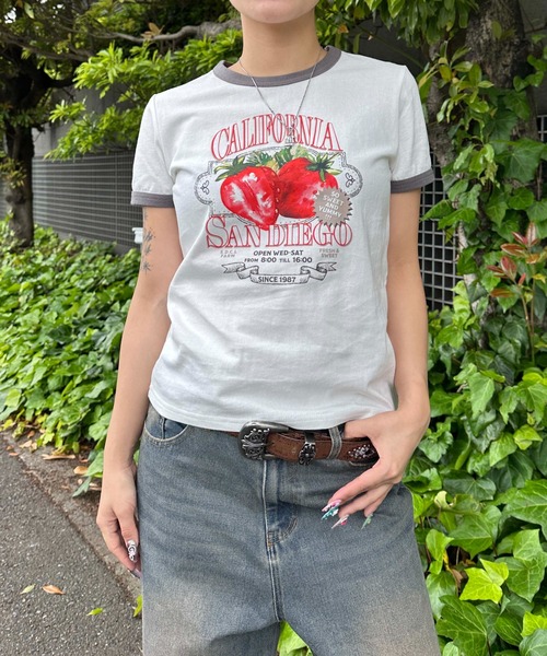 sedacle girl（セダクルガール）の「アソートリンガークロップドTシャツ（Tシャツ/カットソー・レディース・ブラウン/グレー/ブラック/レッド・MEDIUM/SMALL）」の3枚目の写真