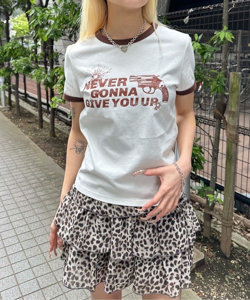 sedacle girl（セダクルガール）の「アソートリンガークロップドTシャツ（Tシャツ/カットソー・レディース・ブラウン/グレー/ブラック/レッド・MEDIUM/SMALL）」の22枚目の写真