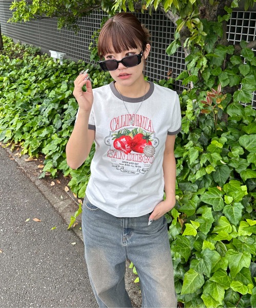 sedacle girl（セダクルガール）の「アソートリンガークロップドTシャツ（Tシャツ/カットソー・レディース・ブラウン/グレー/ブラック/レッド・MEDIUM/SMALL）」の15枚目の写真