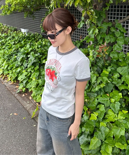 sedacle girl（セダクルガール）の「アソートリンガークロップドTシャツ（Tシャツ/カットソー・レディース・ブラウン/グレー/ブラック/レッド・MEDIUM/SMALL）」の16枚目の写真
