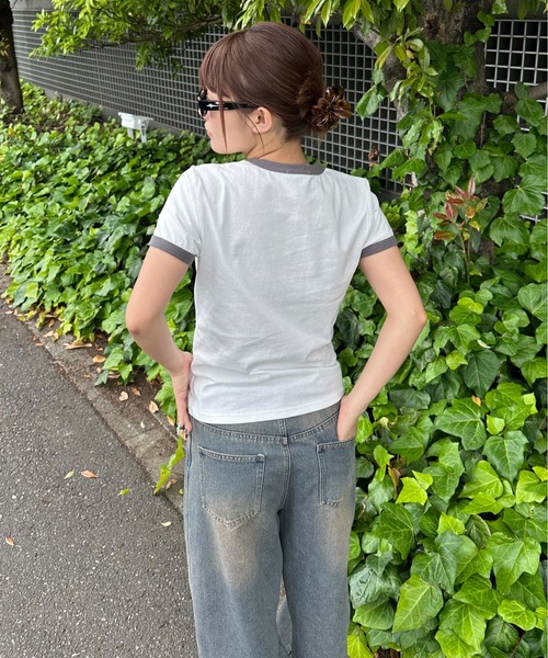 sedacle girl（セダクルガール）の「アソートリンガークロップドTシャツ（Tシャツ/カットソー・レディース・ブラウン/グレー/ブラック/レッド・MEDIUM/SMALL）」の17枚目の写真