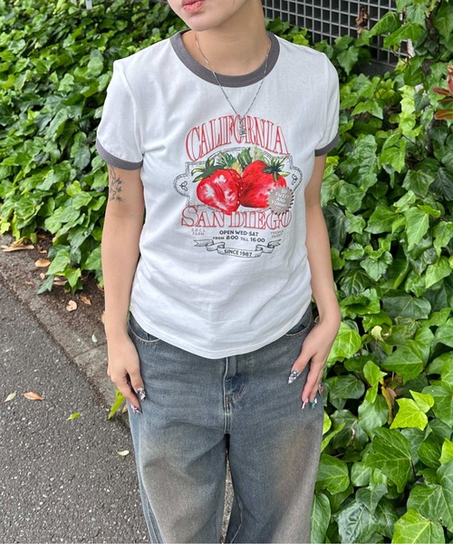 sedacle girl（セダクルガール）の「アソートリンガークロップドTシャツ（Tシャツ/カットソー・レディース・ブラウン/グレー/ブラック/レッド・MEDIUM/SMALL）」の14枚目の写真