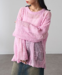 【MAGASIN DE MODE Onjna】パターンモヘアローゲージニット プルオーバー ダメージニット ヴィンテージライク オーバーサイズ Y2K 韓国 XNN