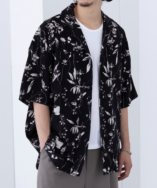 HAUS(ハウス)の「【HAUS】ダークフラワーオープンカラーシャツ 252-3600(シャツ/ブラウス・メンズ・ブラック/ホワイト・M/L)」の14枚目の写真