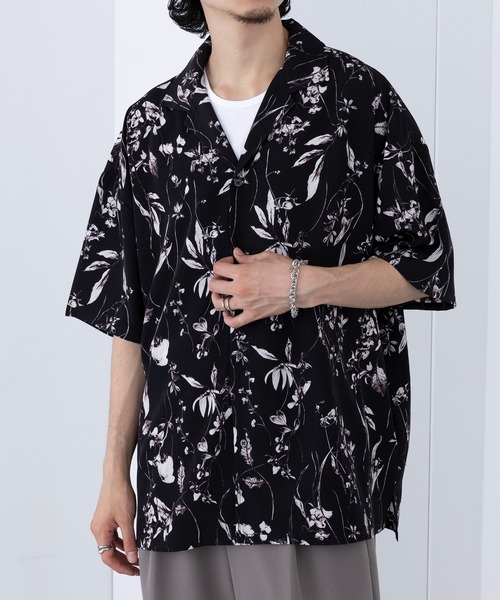 HAUS(ハウス)の「【HAUS】ダークフラワーオープンカラーシャツ 252-3600(シャツ/ブラウス・メンズ・ブラック/ホワイト・M/L)」の9枚目の写真