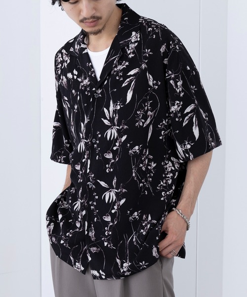 HAUS(ハウス)の「【HAUS】ダークフラワーオープンカラーシャツ 252-3600(シャツ/ブラウス・メンズ・ブラック/ホワイト・M/L)」の10枚目の写真