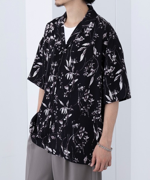 HAUS(ハウス)の「【HAUS】ダークフラワーオープンカラーシャツ 252-3600(シャツ/ブラウス・メンズ・ブラック/ホワイト・M/L)」の11枚目の写真