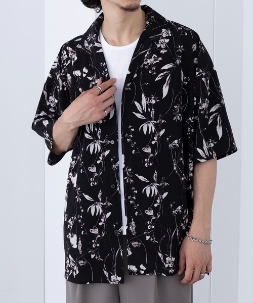 HAUS(ハウス)の「【HAUS】ダークフラワーオープンカラーシャツ 252-3600(シャツ/ブラウス・メンズ・ブラック/ホワイト・M/L)」の13枚目の写真