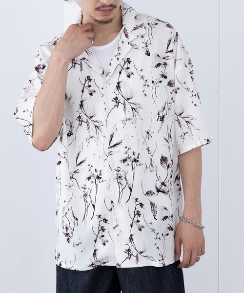 HAUS(ハウス)の「【HAUS】ダークフラワーオープンカラーシャツ 252-3600(シャツ/ブラウス・メンズ・ブラック/ホワイト・M/L)」の5枚目の写真