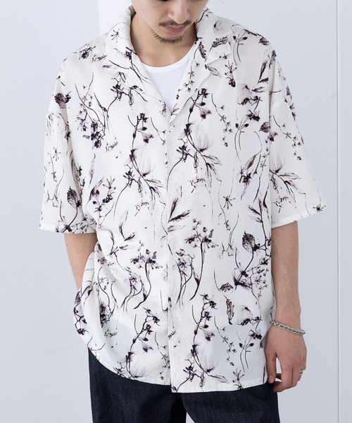 HAUS(ハウス)の「【HAUS】ダークフラワーオープンカラーシャツ 252-3600(シャツ/ブラウス・メンズ・ブラック/ホワイト・M/L)」の6枚目の写真
