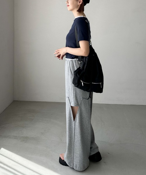 archives(アルシーヴ)の「レーストリミングワンショルカットTOPS(Tシャツ/カットソー・レディース・ネイビー/オフホワイト/グレー・MEDIUM)」の20枚目の写真