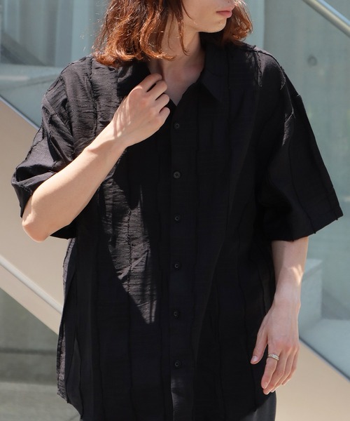 ROOPTOKYO（ループトウキョウ）の「格子柄半袖レギュラーカラーシャツ（シャツ/ブラウス・メンズ・ホワイト/ブラック・L/M）」の11枚目の写真