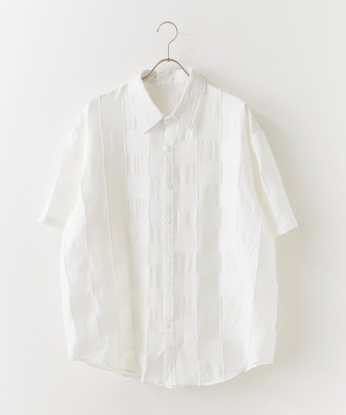 ROOPTOKYO（ループトウキョウ）の「格子柄半袖レギュラーカラーシャツ（シャツ/ブラウス・メンズ・ホワイト/ブラック・L/M）」の5枚目の写真